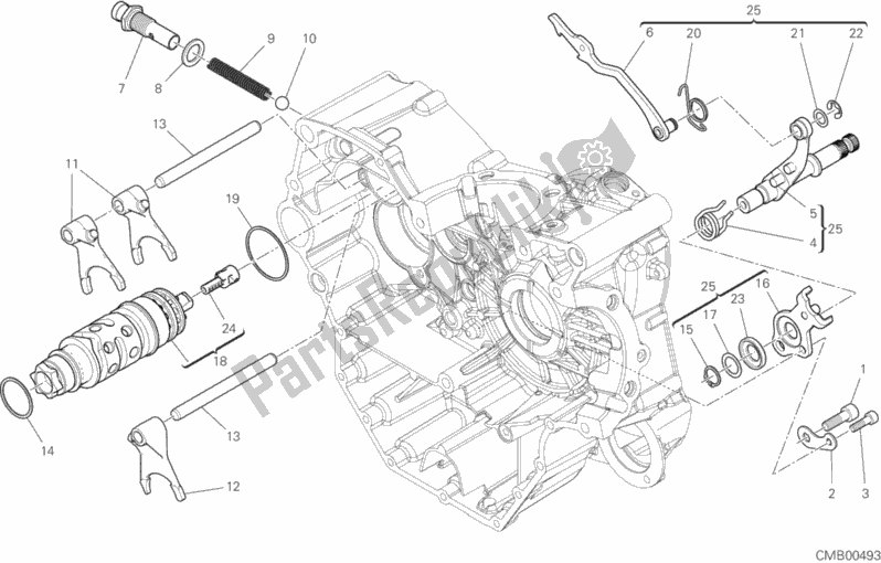 Alle onderdelen voor de Schakelnok - Vork van de Ducati Monster 821 USA 2020